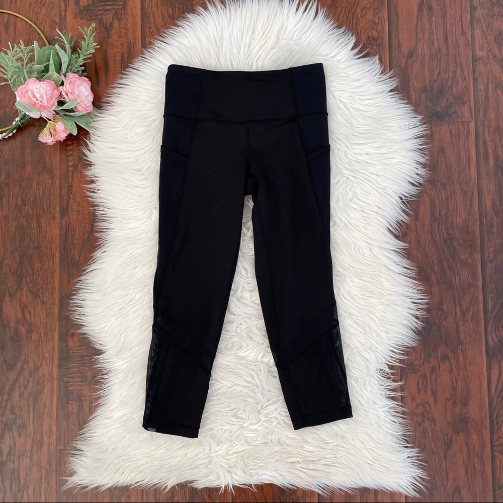 Ivivva Black Cropped Mesh Insert Leggings